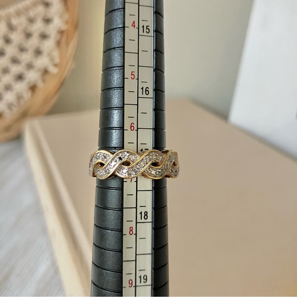 Eternity Twist Gold Helix Braid Pave Band Ring “Bellamy” Classic Engagement Prom - Picture 9 of 12